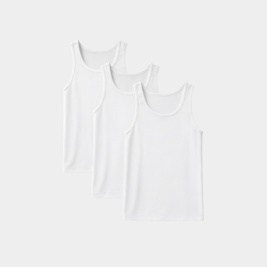 Premium Soft Cotton Fitted White Tank 3 Pack