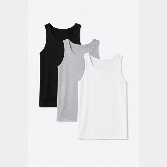 Premium Soft Cotton Fitted Tank 3 Pack