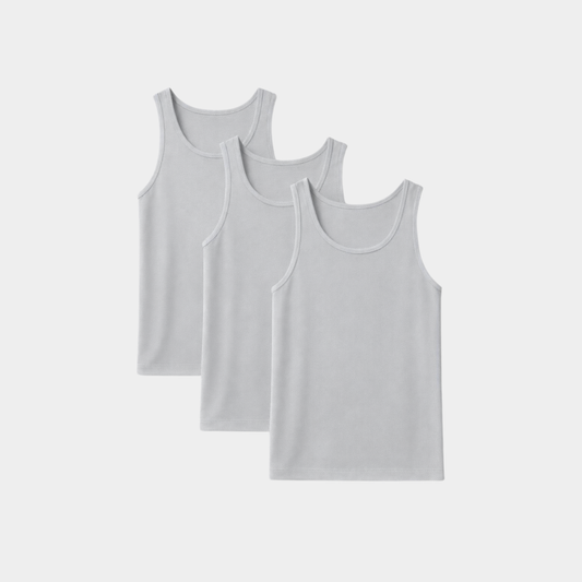 Premium Soft Cotton Fitted Grey Tank 3 Pack